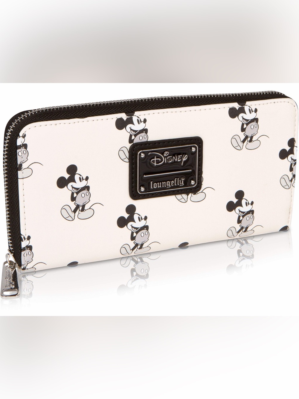 Loungefly White and Black Mickey Mouse Zip Wallet